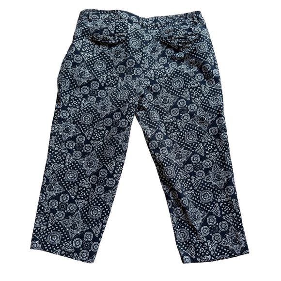 Talbots Womens Capri Pants Size 14 Navy White Paisley Stretch Office Patterned - Picture 7 of 8